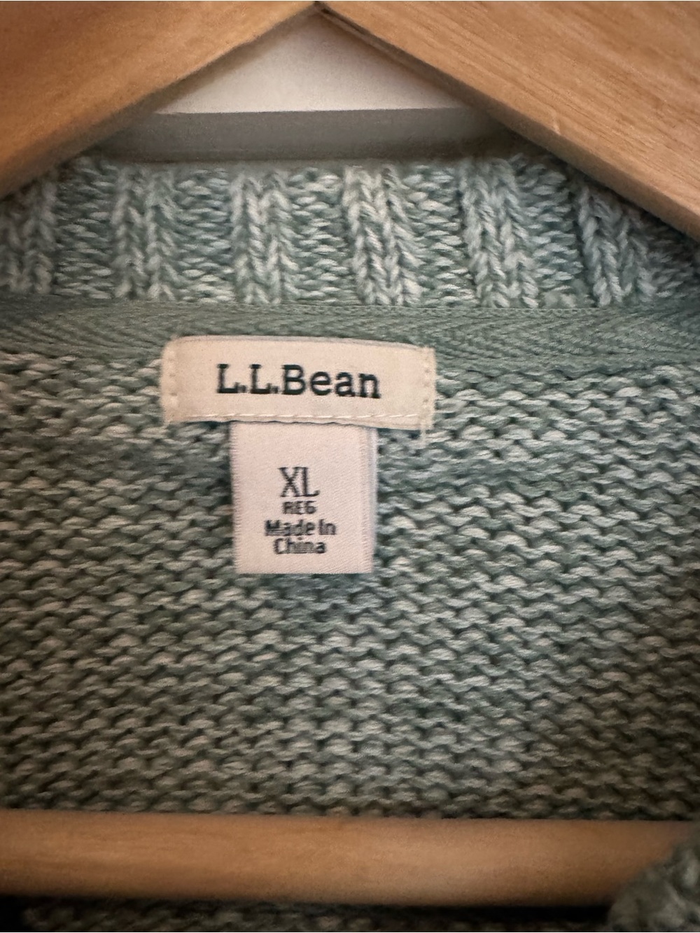 L.L.Bean 100% Cotton Quarter Zip Sweater XL Blue Green Pullover Collared Knit - Picture 5 of 10